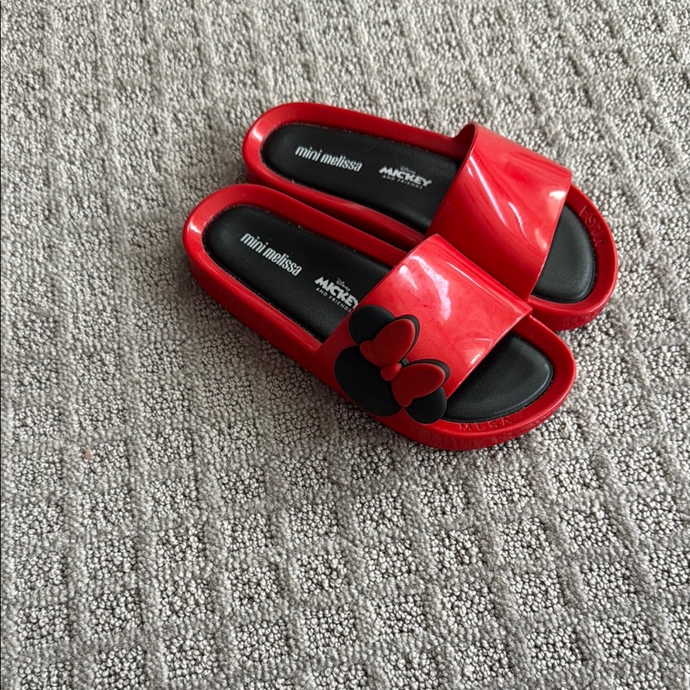 Mini Melissa Red and Black Slide Sandals